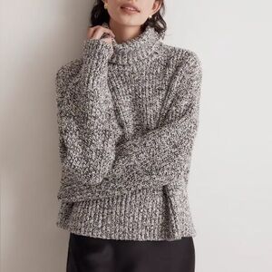 Madewell XS Wide Rib Turtleneck Sweater Chunky Knit Fisherman Scandi Gray NWT